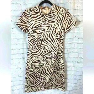 JB by Julie Brown Rizzo Animal Print Gemma Dress Woman’s Size 2 Brown Cream glam